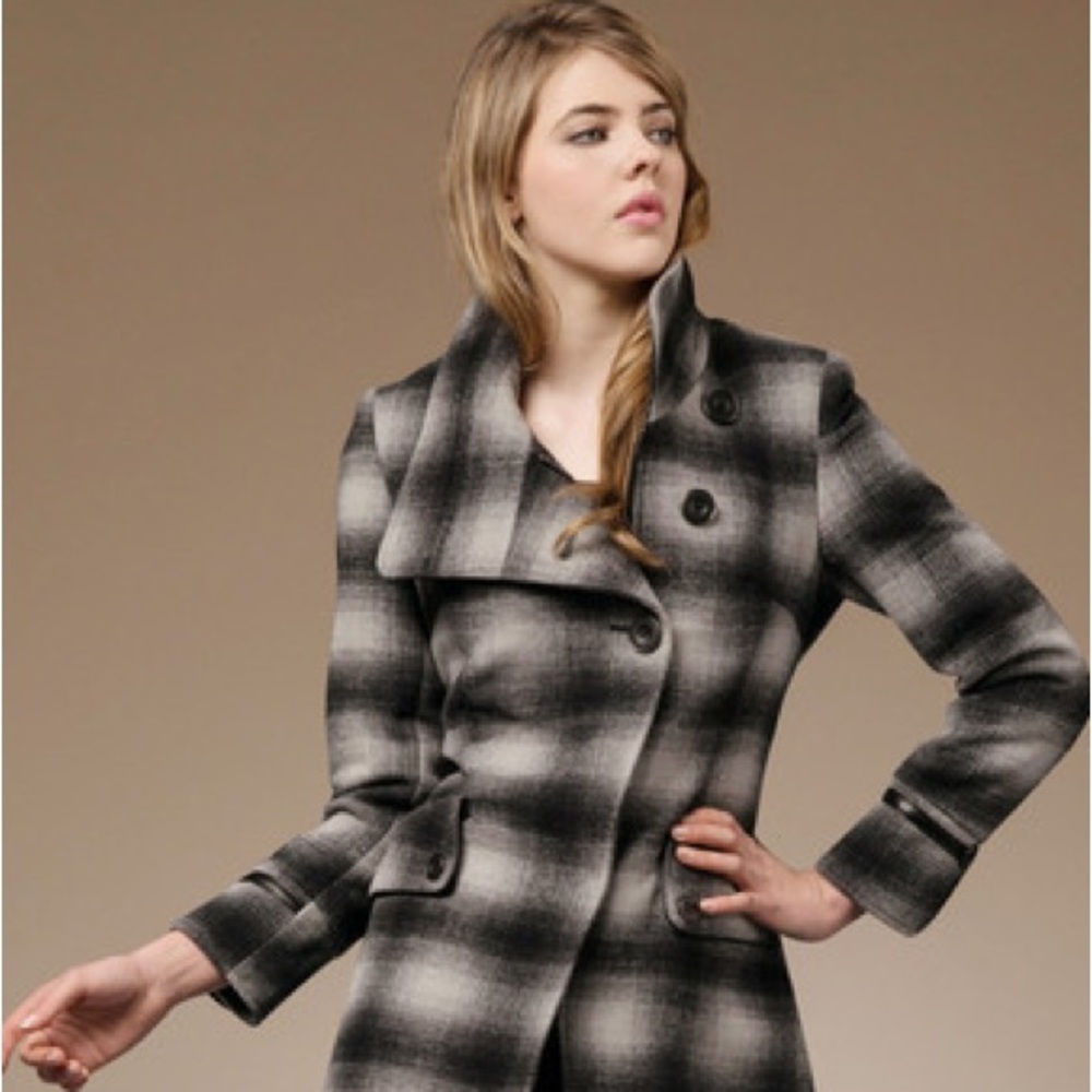 Last Kiss Black and White Plaid Blazer with Ombré Effect